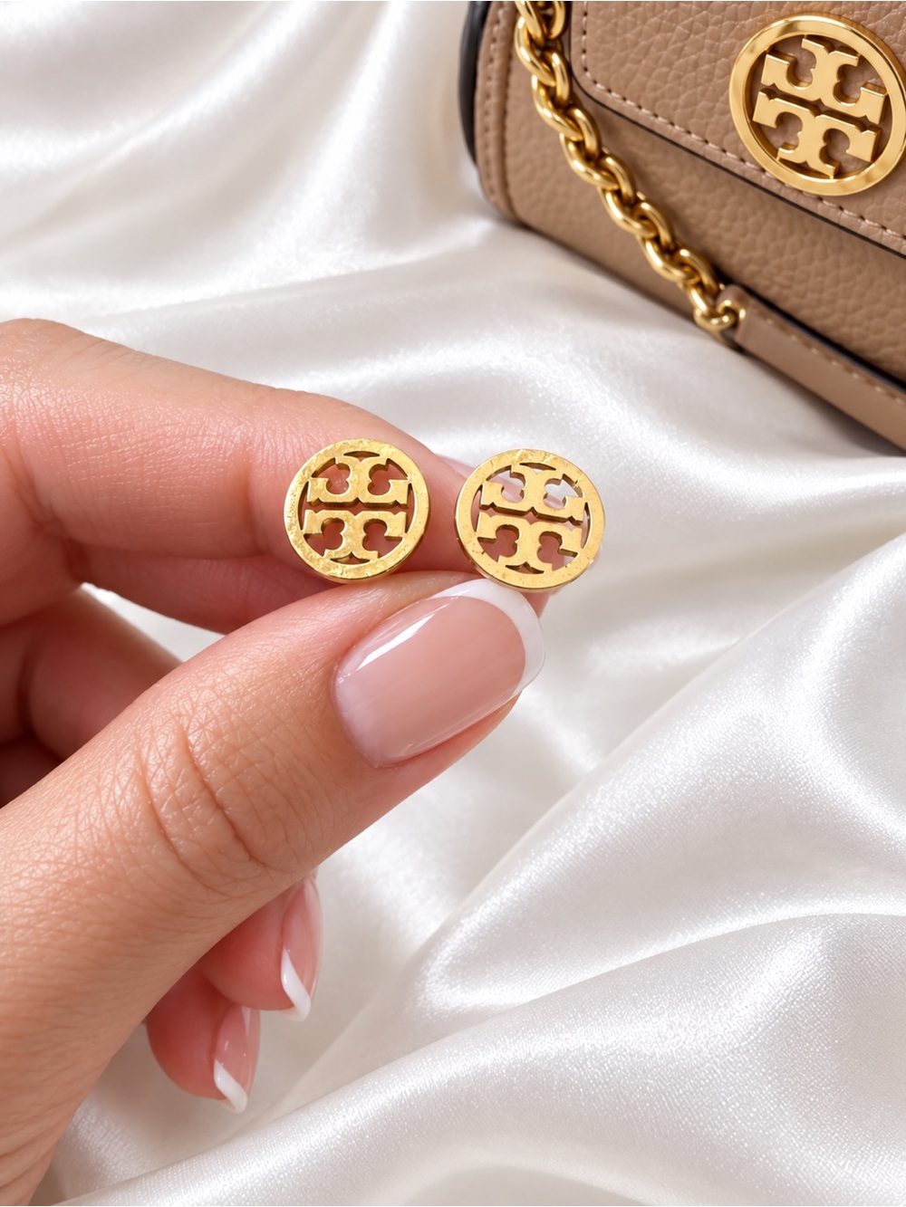 Gold Cutout Letter Round Stud Earrings